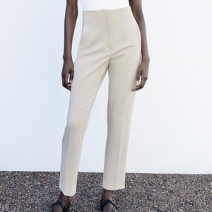 ZARA High-Waisted Pants - Oyster White | 2162/888 - Size L